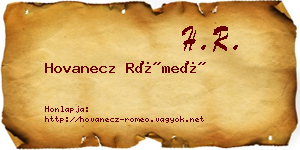 Hovanecz Rómeó névjegykártya